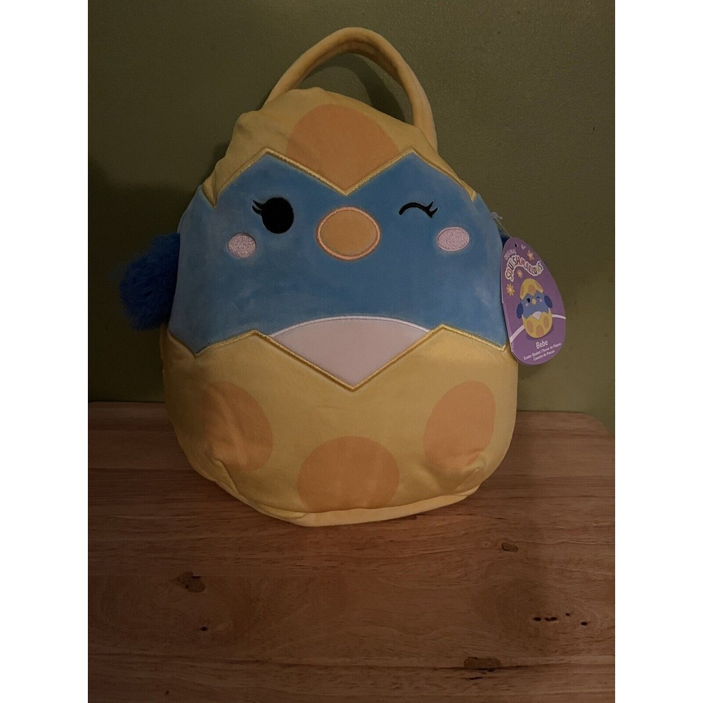 Squishmallows Bebe the Bluebird Plush Easter Basket Treat Pail 10" Yellow NEW